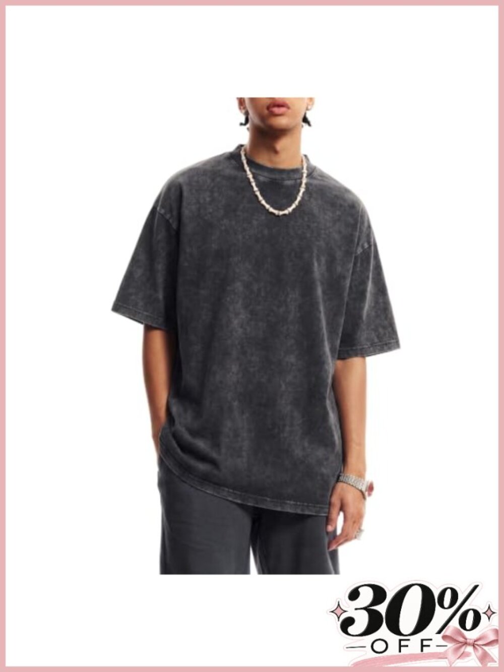 Oversized Acid Wash T-Shirt Men Cotton Crewneck Boxy Tee Casual Loose Fit